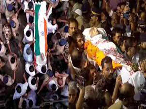 ഉമ്മൻചാണ്ടിയുടെ ഭൗതിക ശരീരവും വഹിച്ചുള്ള വിലാപയാത്ര കോട്ടയം തിരുനക്കരയിലെത്തി